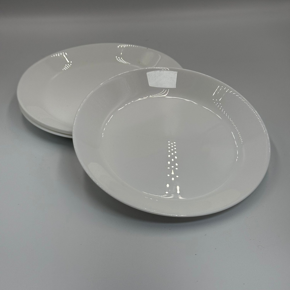Corelle Winter Frost White 7.5 Inch Salad Plates Set of 4 Vitrelle‎ Glass Round